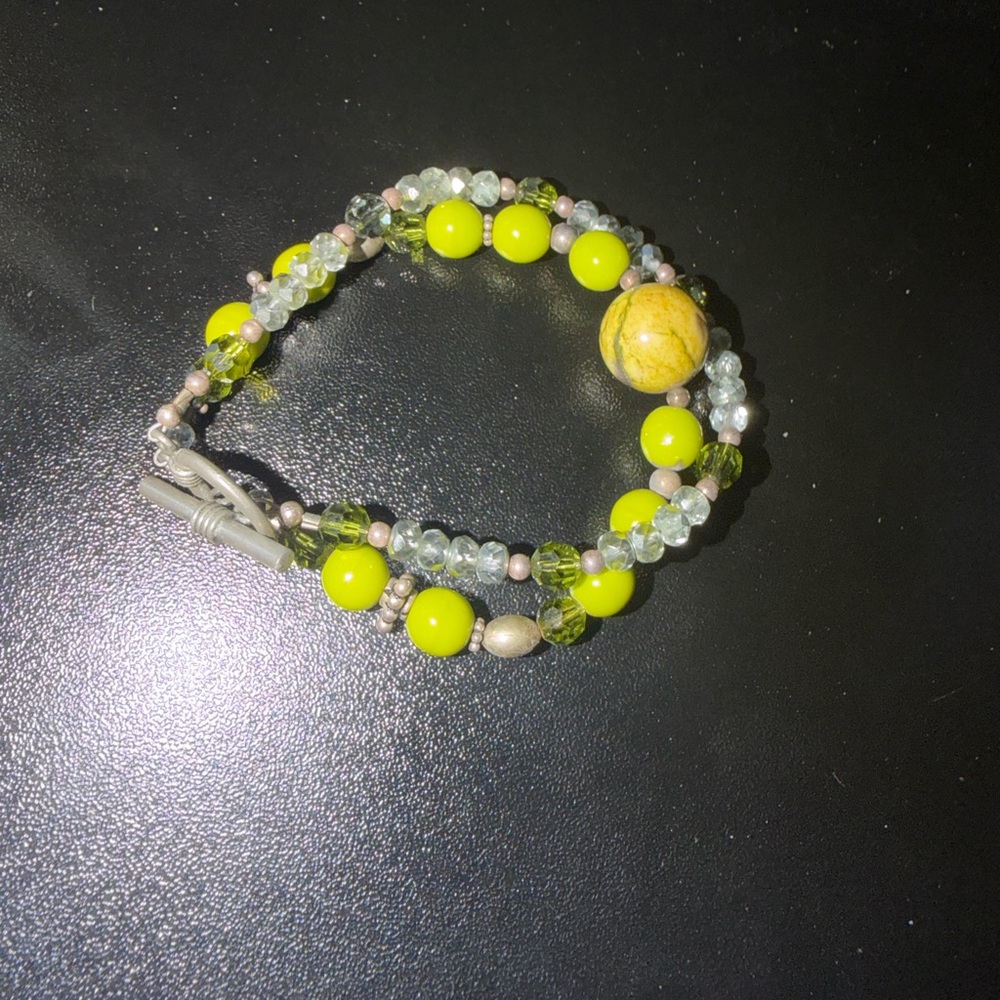 Handcrafted Lime Green Beaded Bracelet
